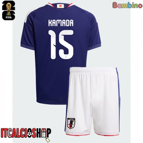 Giappone Daichi Kamada #15 Prima Maglia Bambino Mondiali 2026 Manica Corta (+ Pantaloni corti)
